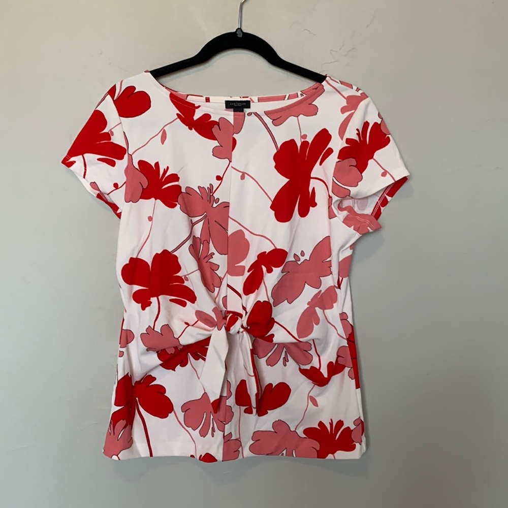 Ann Taylor Factory floral front-tie top NWT